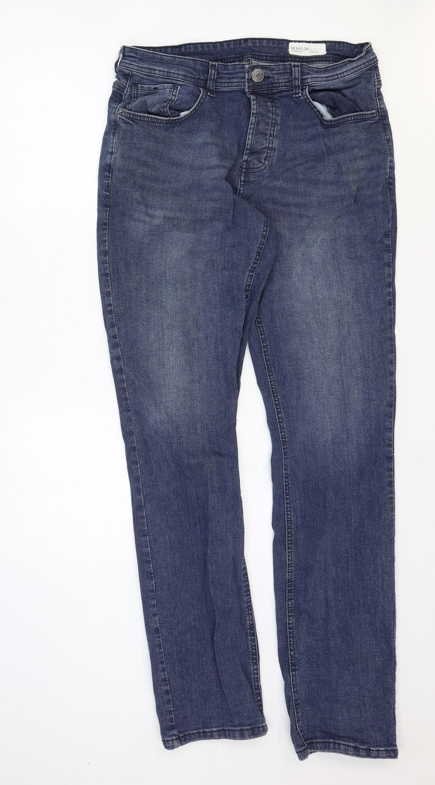 Denim & Co. Mens Blue Cotton Skinny Jeans Size 34 in Regular Button