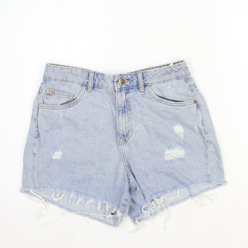 Denim Pinkie Womens Blue Cotton Boyfriend Shorts Size 10 Regular Zip