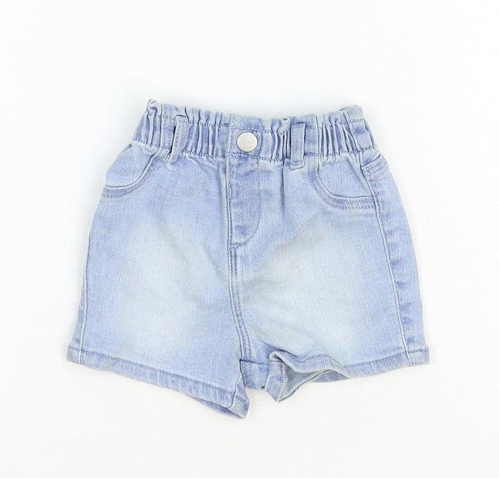 Primark Baby Blue Cotton Cropped Jeans Size 6-9 Months L50 cm Snap