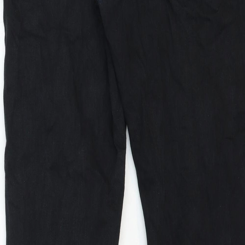 Marks and Spencer Mens Black Cotton Straight Jeans Size 34 in Slim Zip