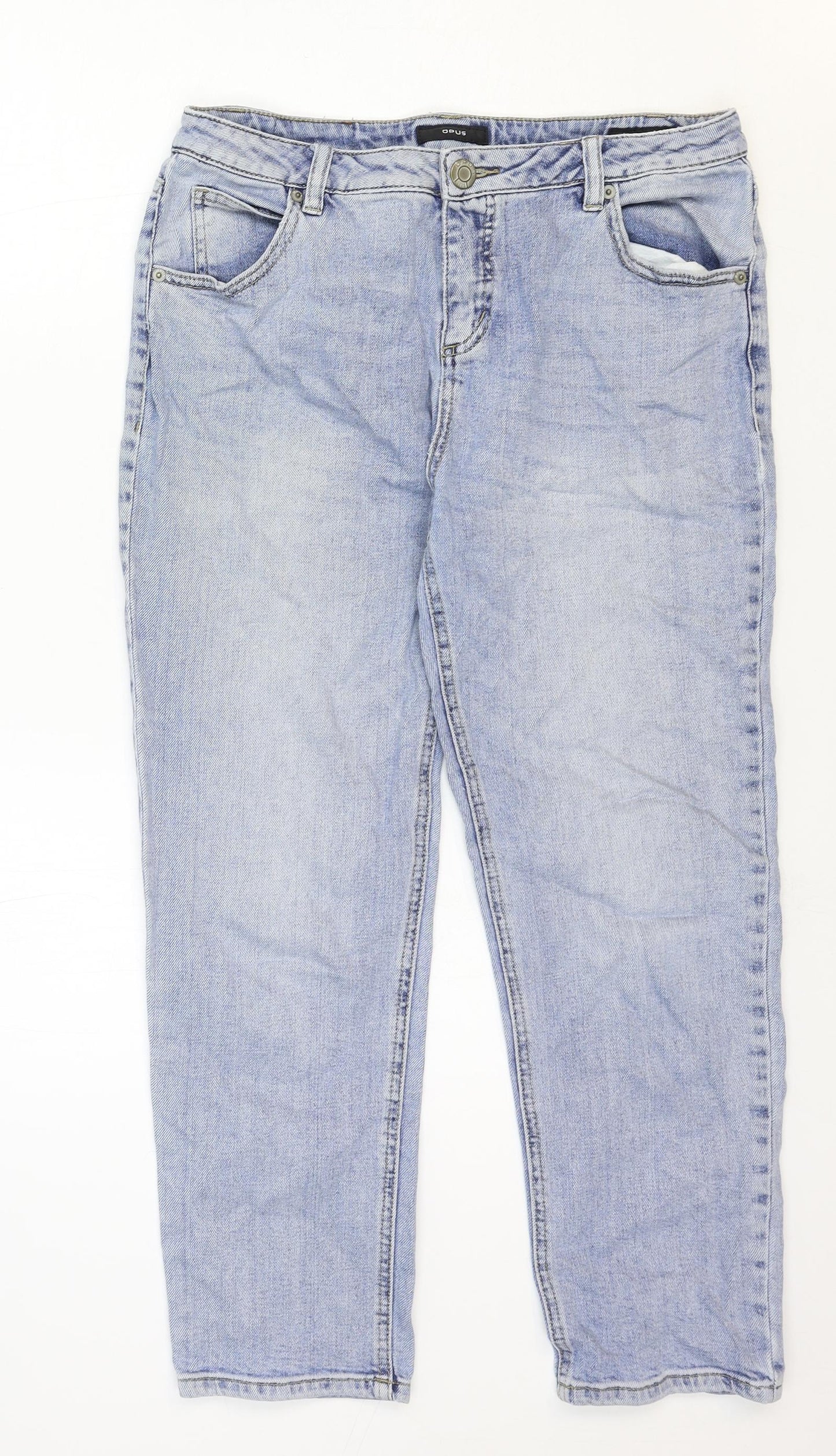 OPUS Womens Blue Cotton Straight Jeans Size 12 Regular Zip