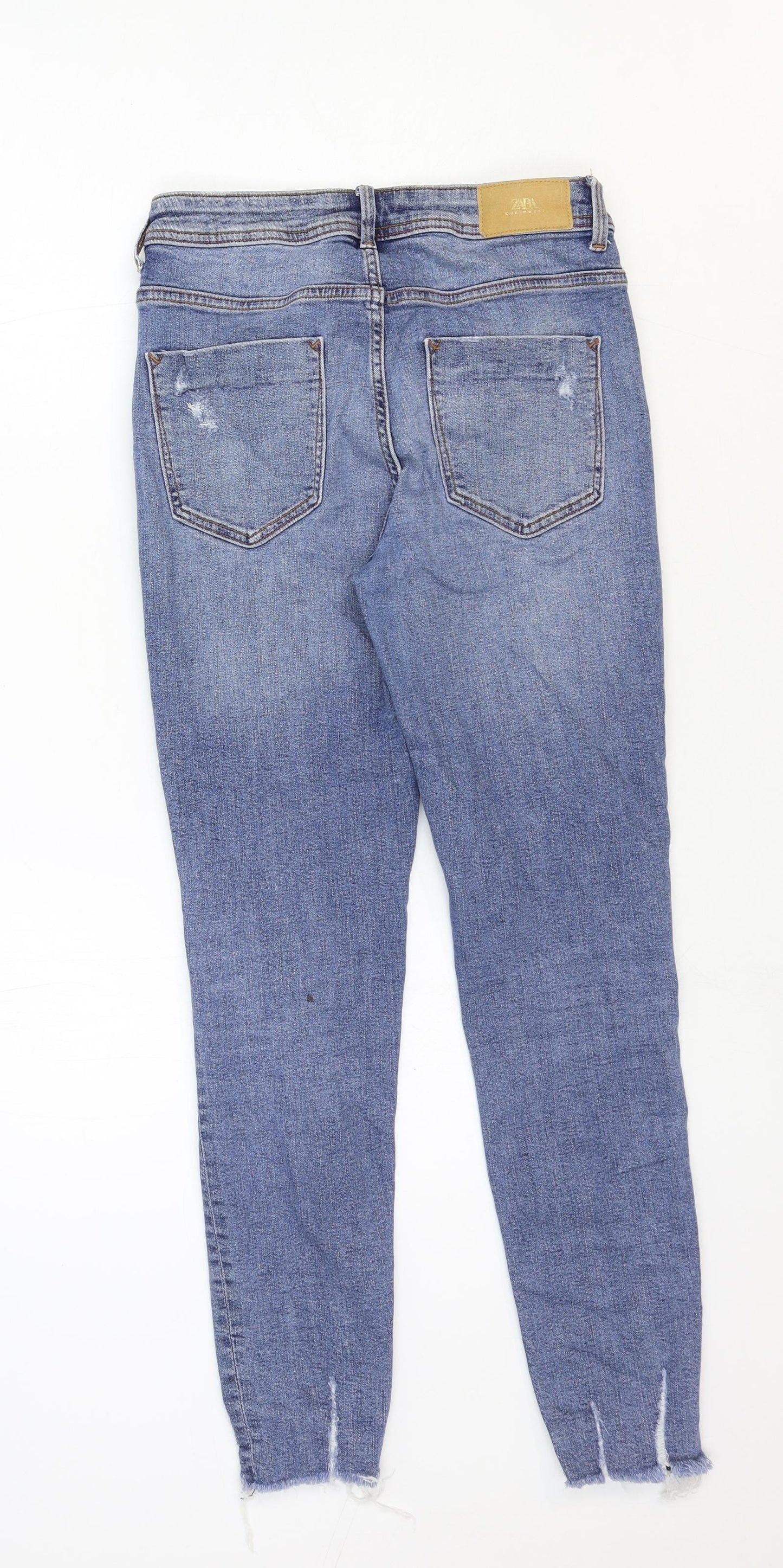 Zara Womens Blue Cotton Skinny Jeans Size 6 Regular Zip
