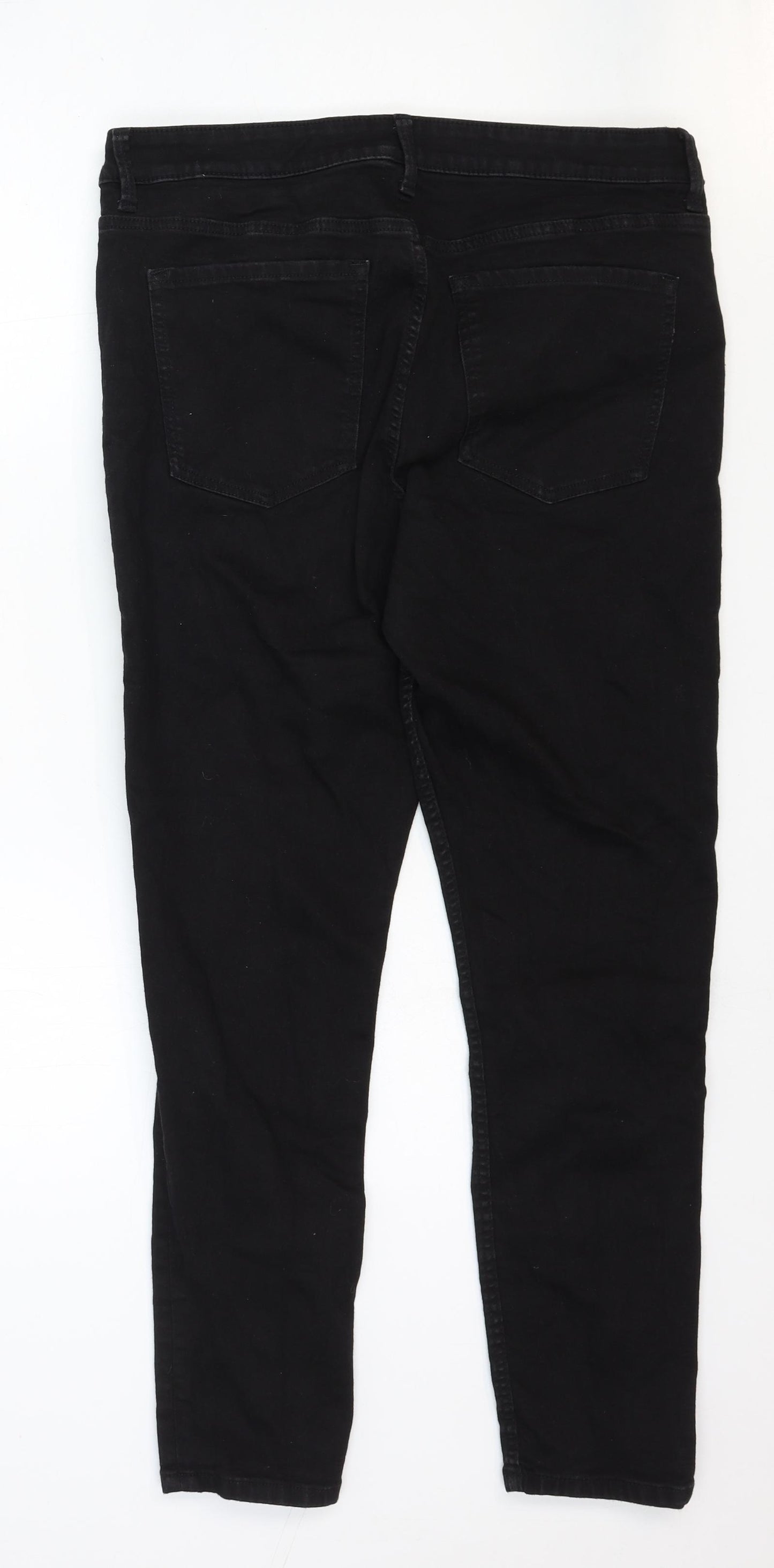 Marks and Spencer Womens Black Cotton Skinny Jeans Size 16 Regular Zip