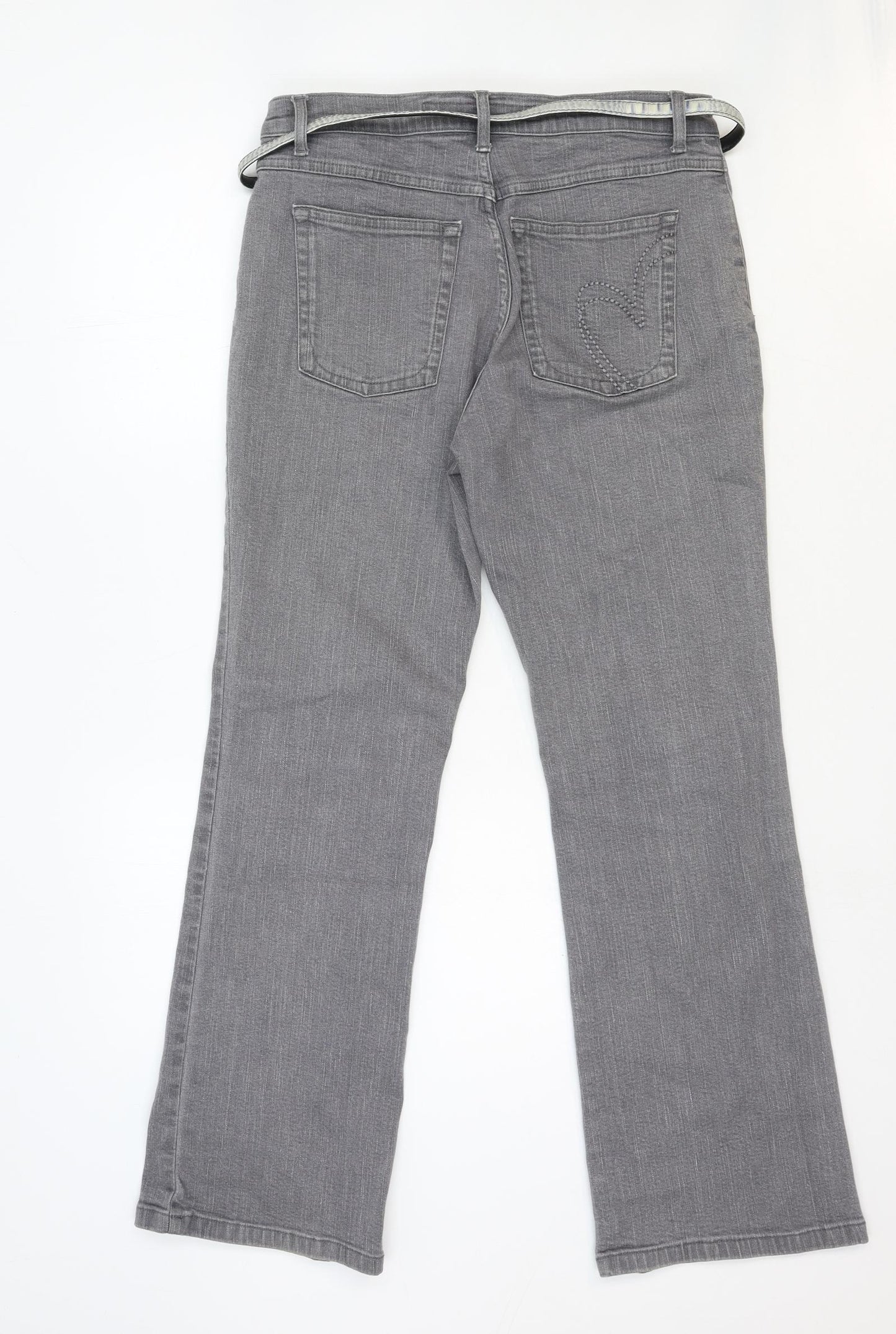 Per Una Womens Grey Cotton Bootcut Jeans Size 14 Regular Zip