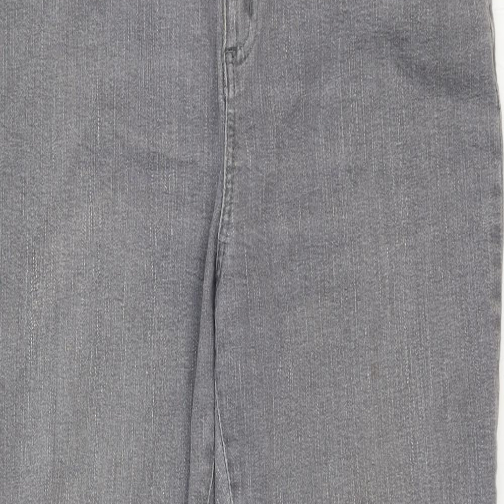 Per Una Womens Grey Cotton Bootcut Jeans Size 14 Regular Zip