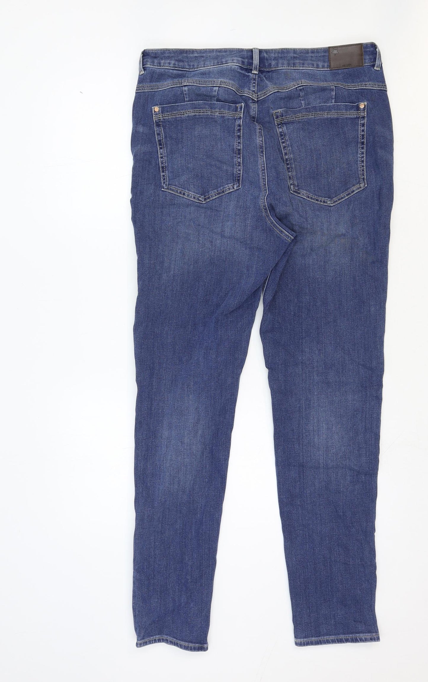 Marks and Spencer Womens Blue Cotton Skinny Jeans Size 16 Regular Zip