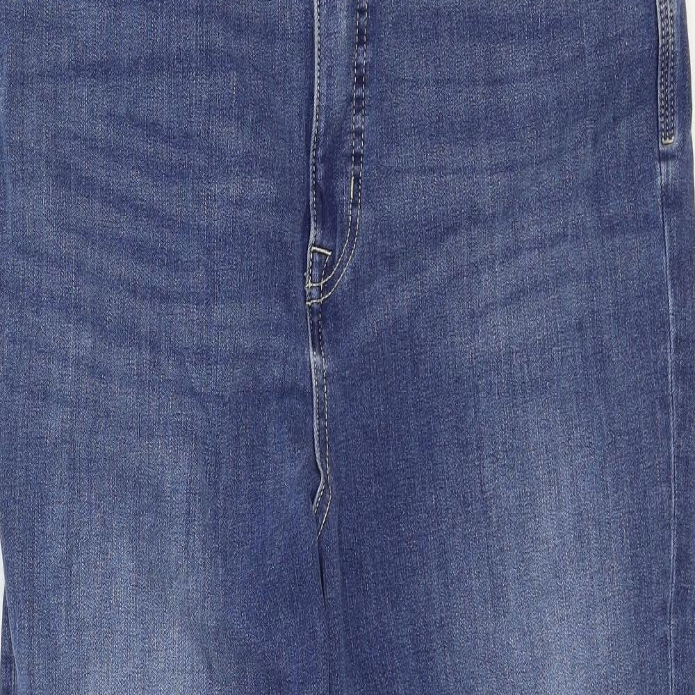 Marks and Spencer Womens Blue Cotton Skinny Jeans Size 16 Regular Zip