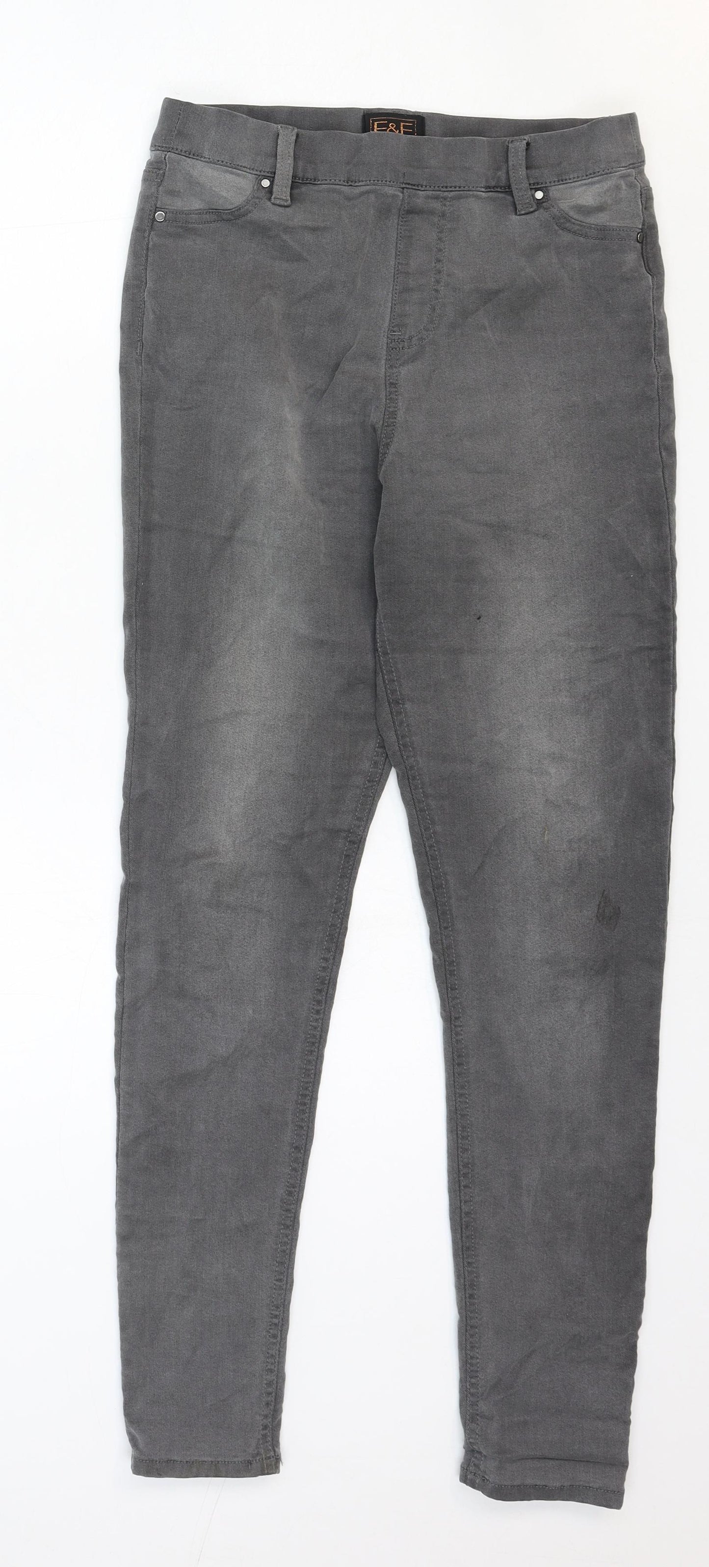 F&F Womens Grey Cotton Jegging Jeans Size 10 Regular