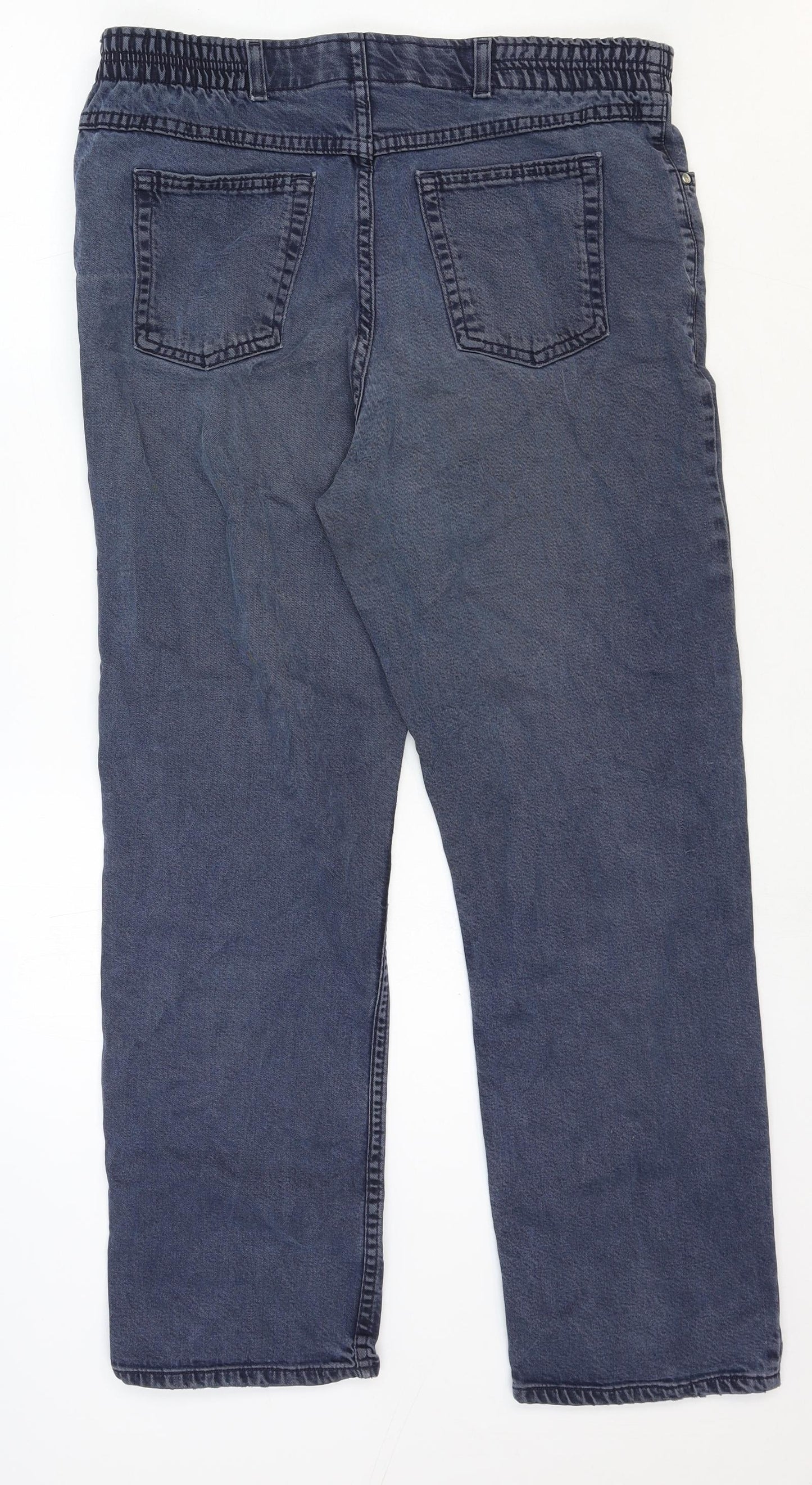 Marks and Spencer Womens Blue Cotton Straight Jeans Size 14 Regular Zip