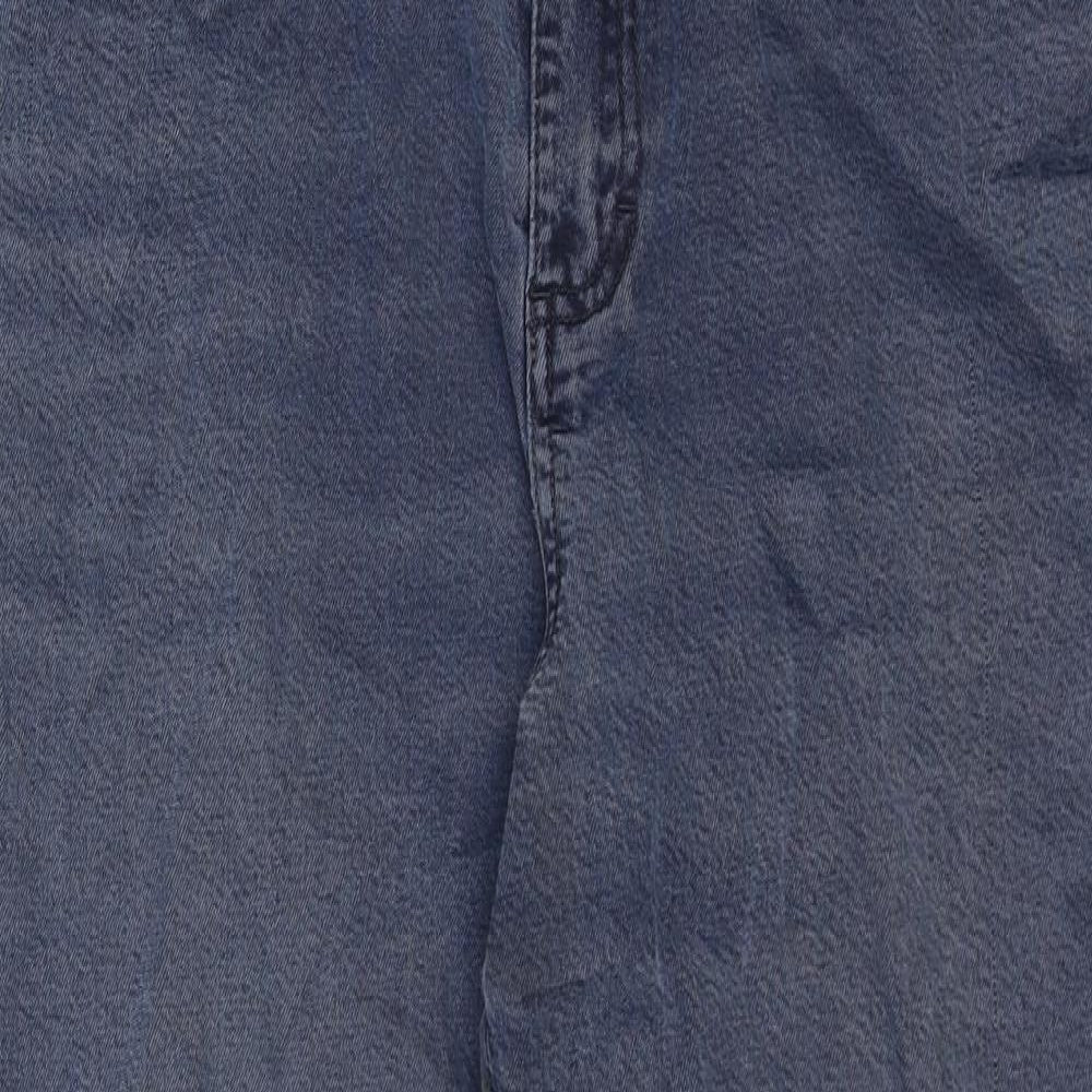 Marks and Spencer Womens Blue Cotton Straight Jeans Size 14 Regular Zip