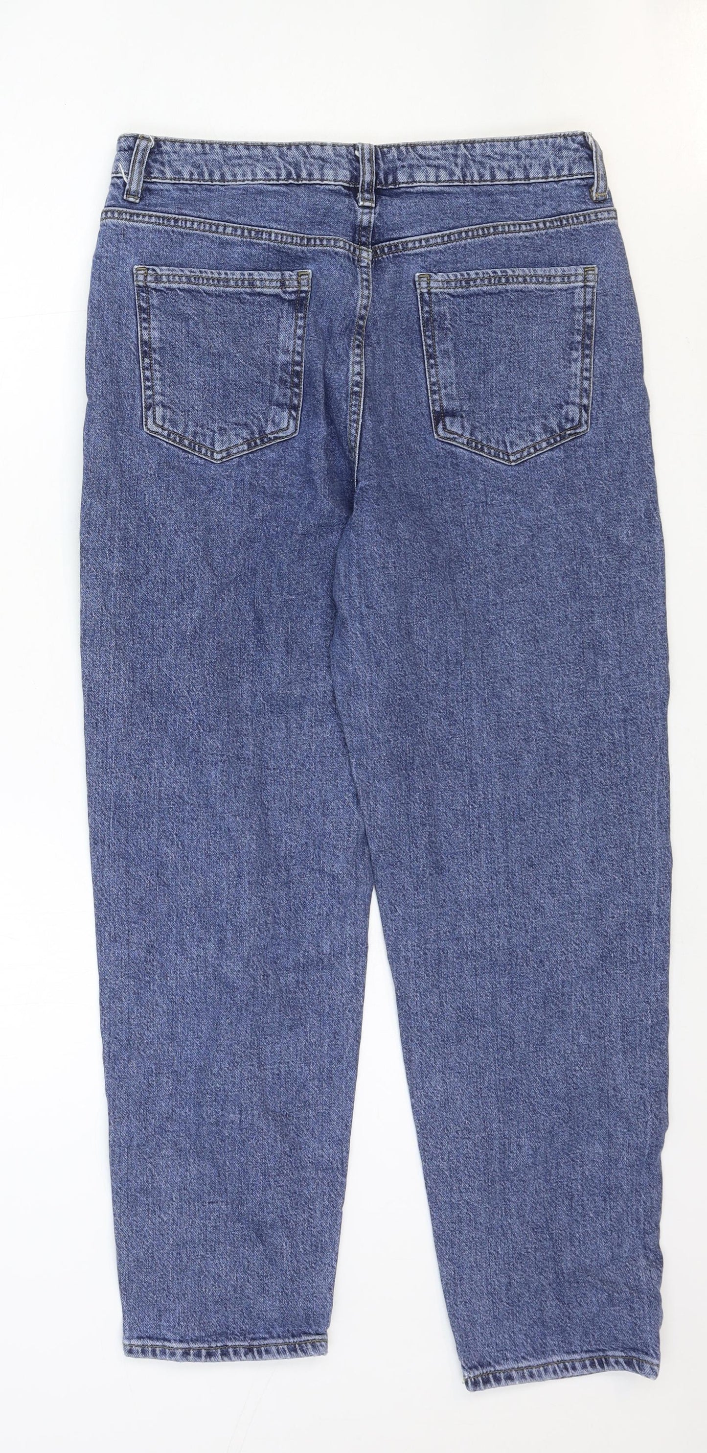 George Womens Blue Cotton Straight Jeans Size 12 Regular Zip