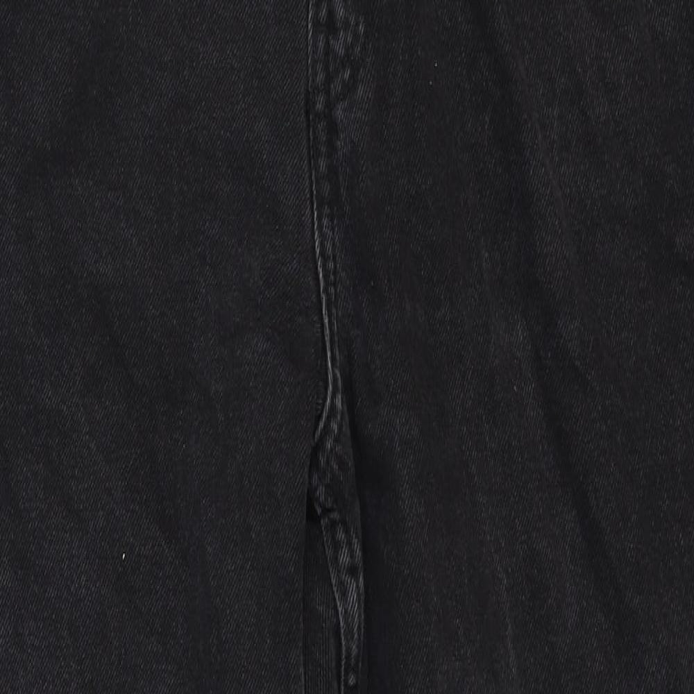 Denim & Co. Womens Black Cotton Straight Jeans Size 10 Regular Zip