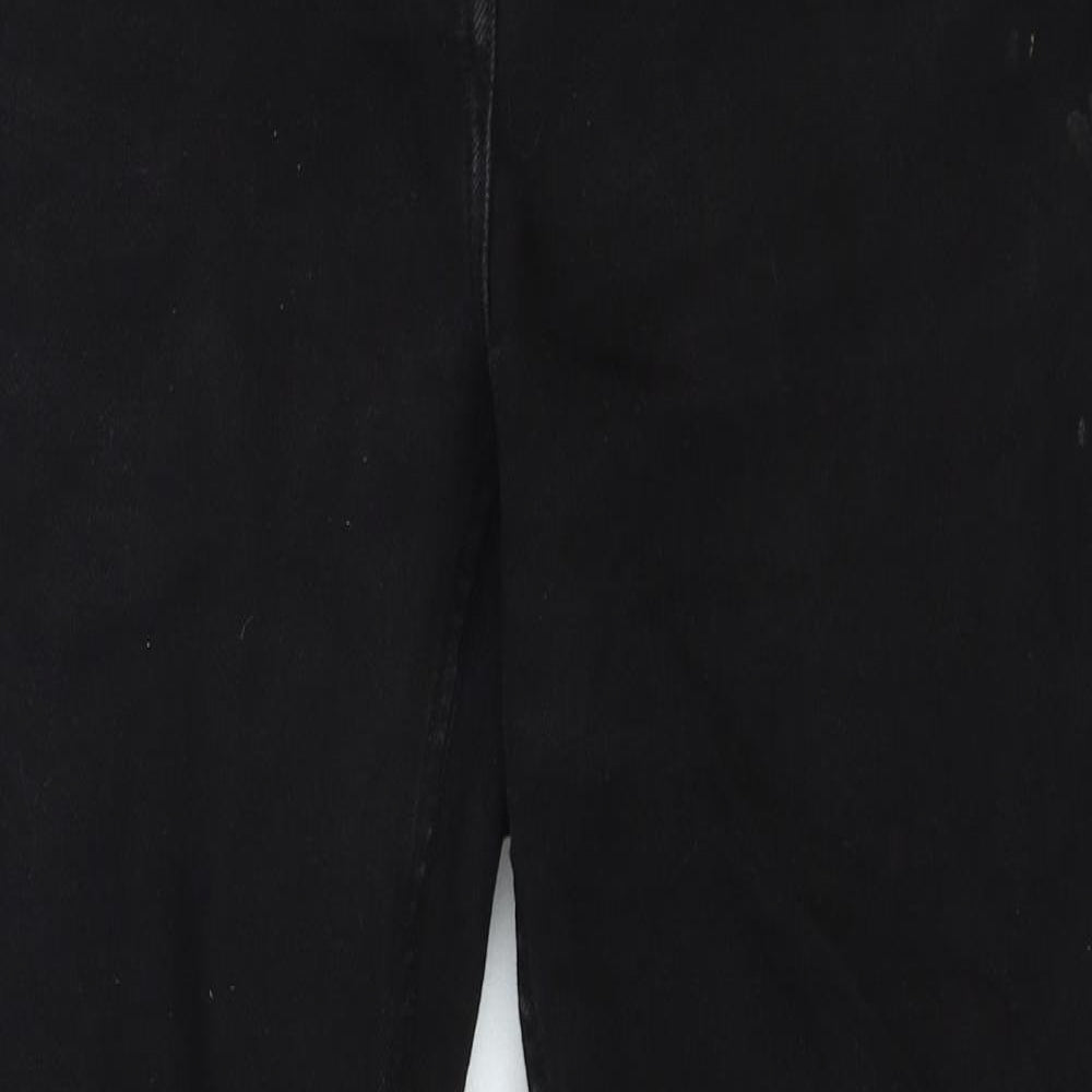 NEXT Womens Black Cotton Straight Jeans Size 16 Regular Zip