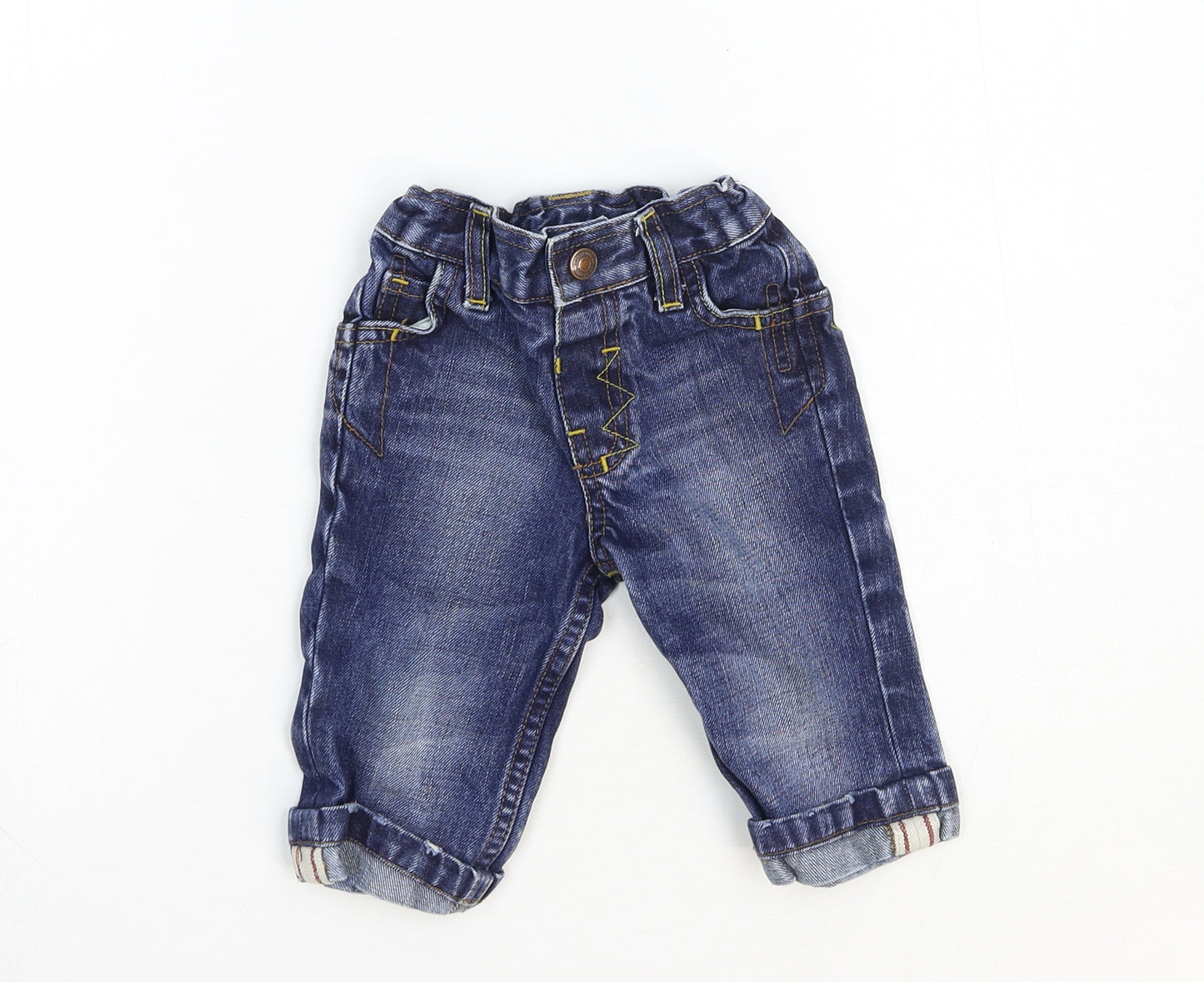 NEXT Baby Blue Cotton Jogger Jeans Size 6-9 Months L50 cm Button