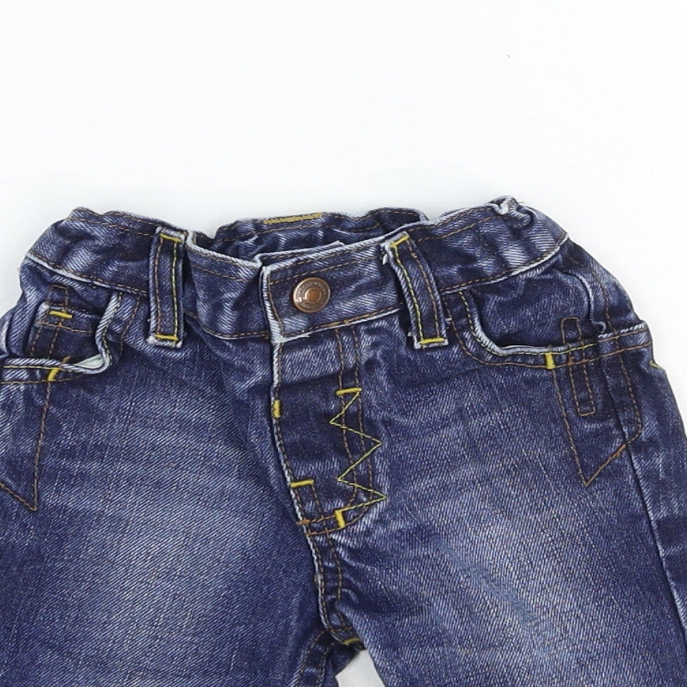 NEXT Baby Blue Cotton Jogger Jeans Size 6-9 Months L50 cm Button
