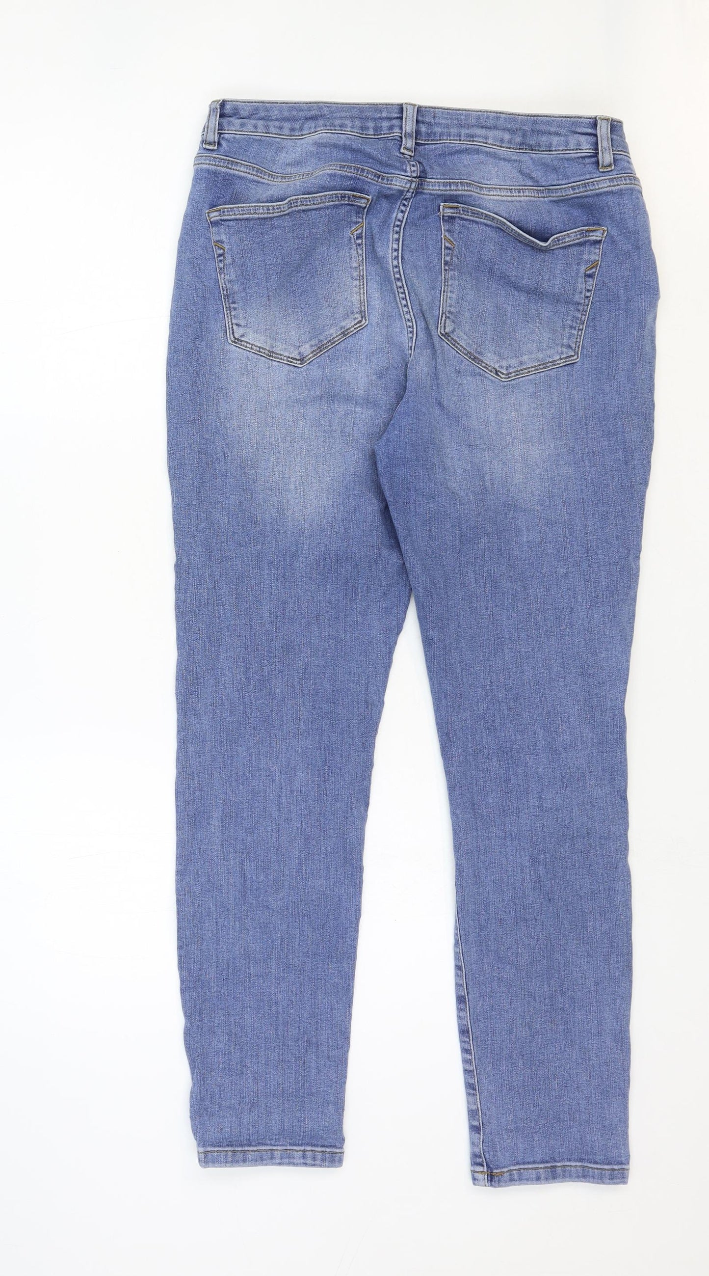 Mint Velvet Womens Blue Cotton Skinny Jeans Size 14 Regular Zip