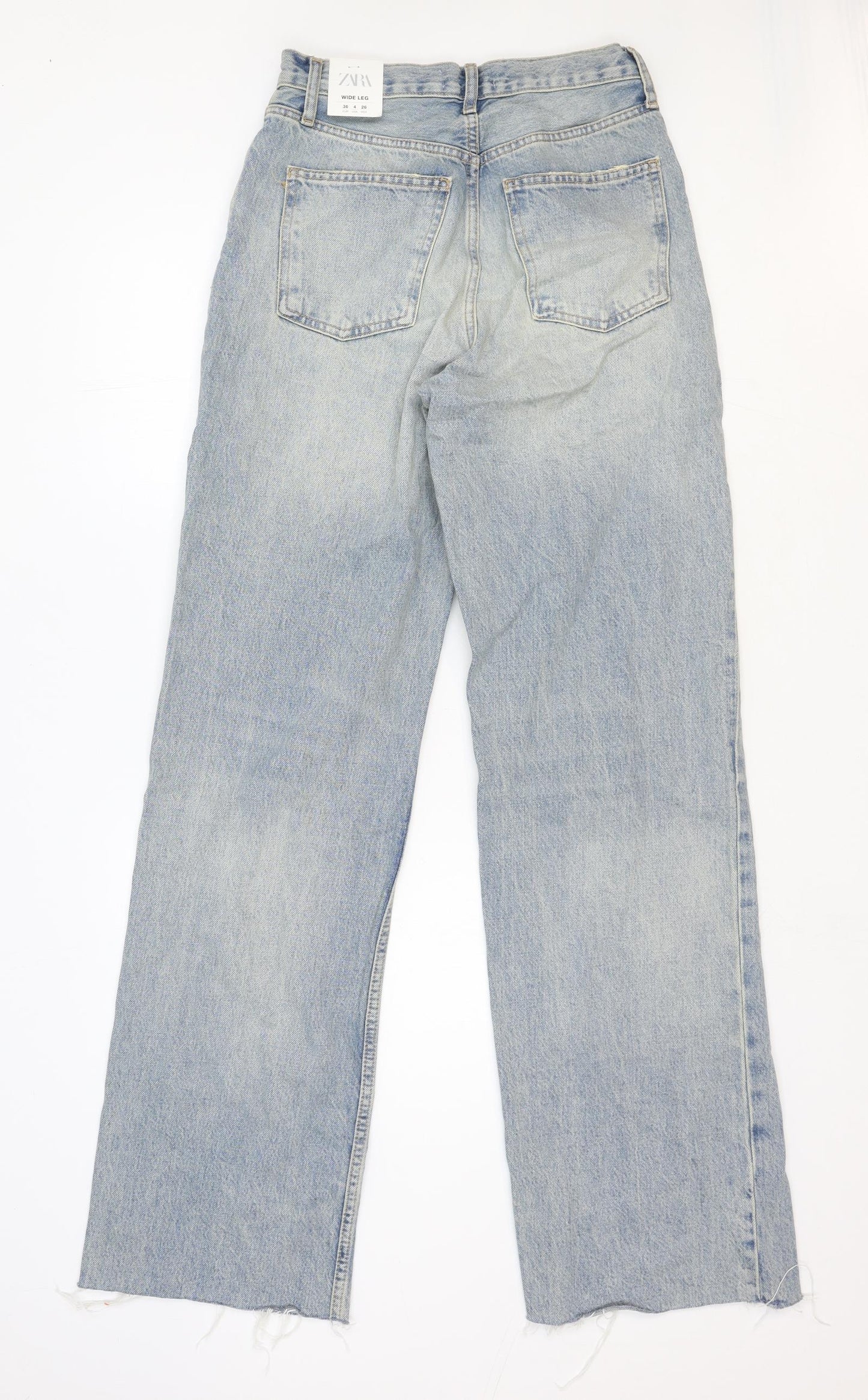 Zara Womens Blue Cotton Straight Jeans Size 8 Regular Zip