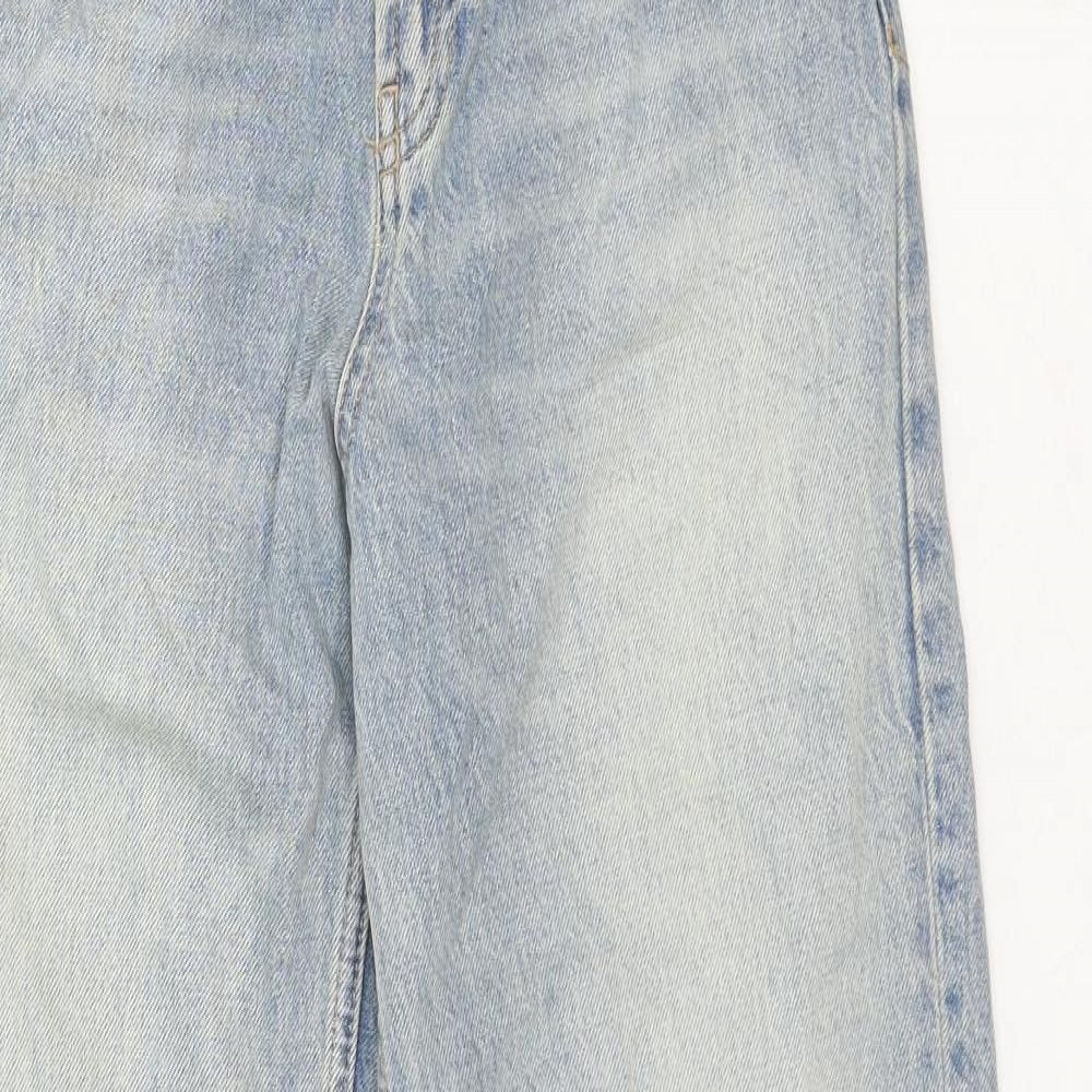 Zara Womens Blue Cotton Straight Jeans Size 8 Regular Zip