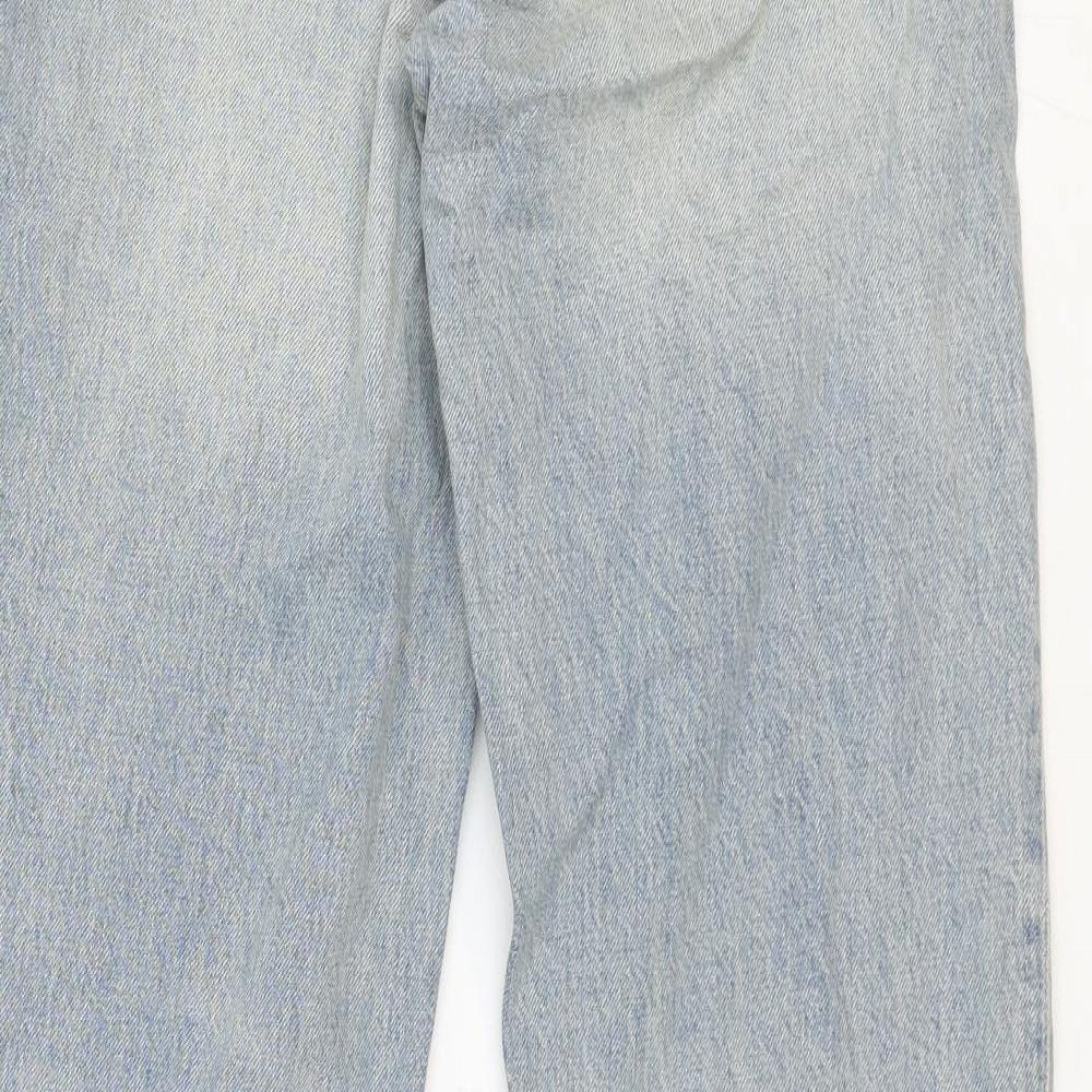 Zara Womens Blue Cotton Straight Jeans Size 8 Regular Zip