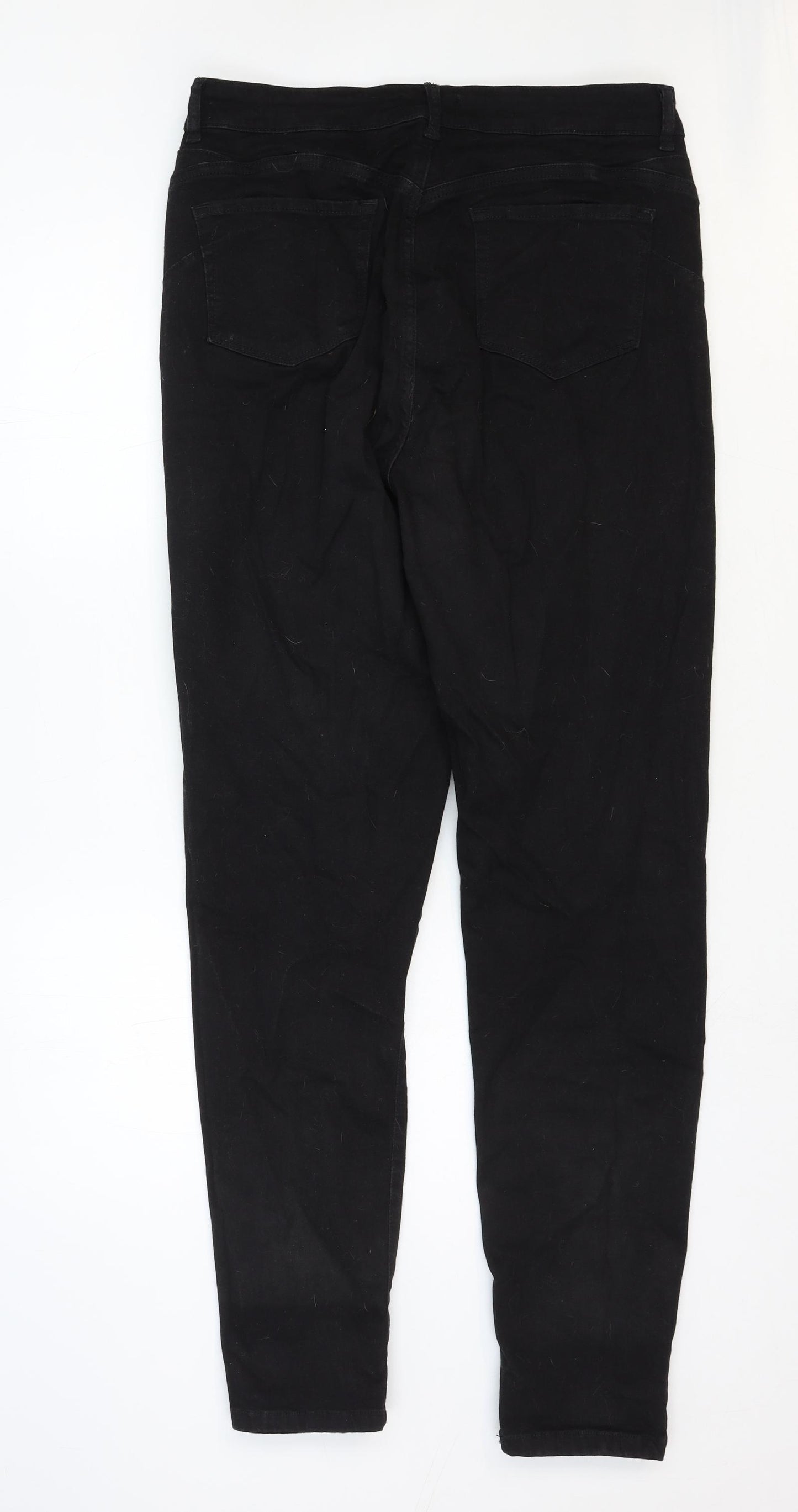 In the Style Womens Black Cotton Straight Jeans Size 18 Regular Button