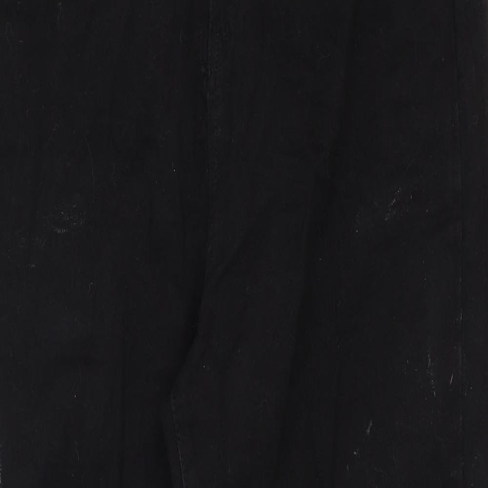 In the Style Womens Black Cotton Straight Jeans Size 18 Regular Button