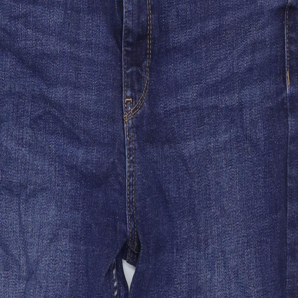 Marks and Spencer Womens Blue Cotton Straight Jeans Size 12 Regular Zip