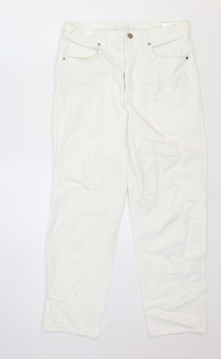Uniqlo Womens White Cotton Straight Jeans Size 25 in Regular Zip
