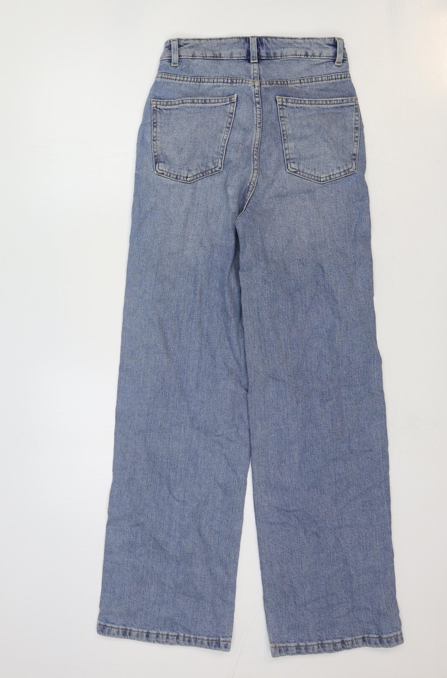 Marks and Spencer Womens Blue Cotton Straight Jeans Size 8 Regular Zip