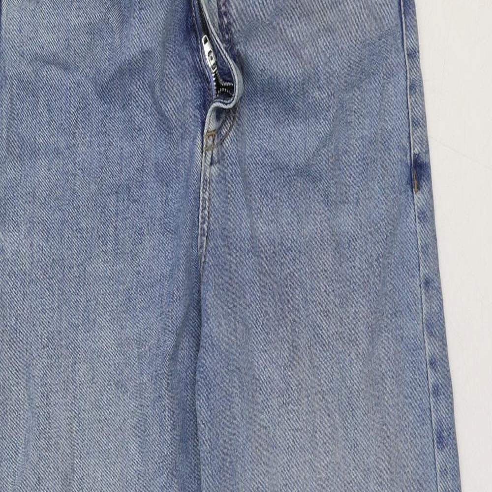 Marks and Spencer Womens Blue Cotton Straight Jeans Size 8 Regular Zip