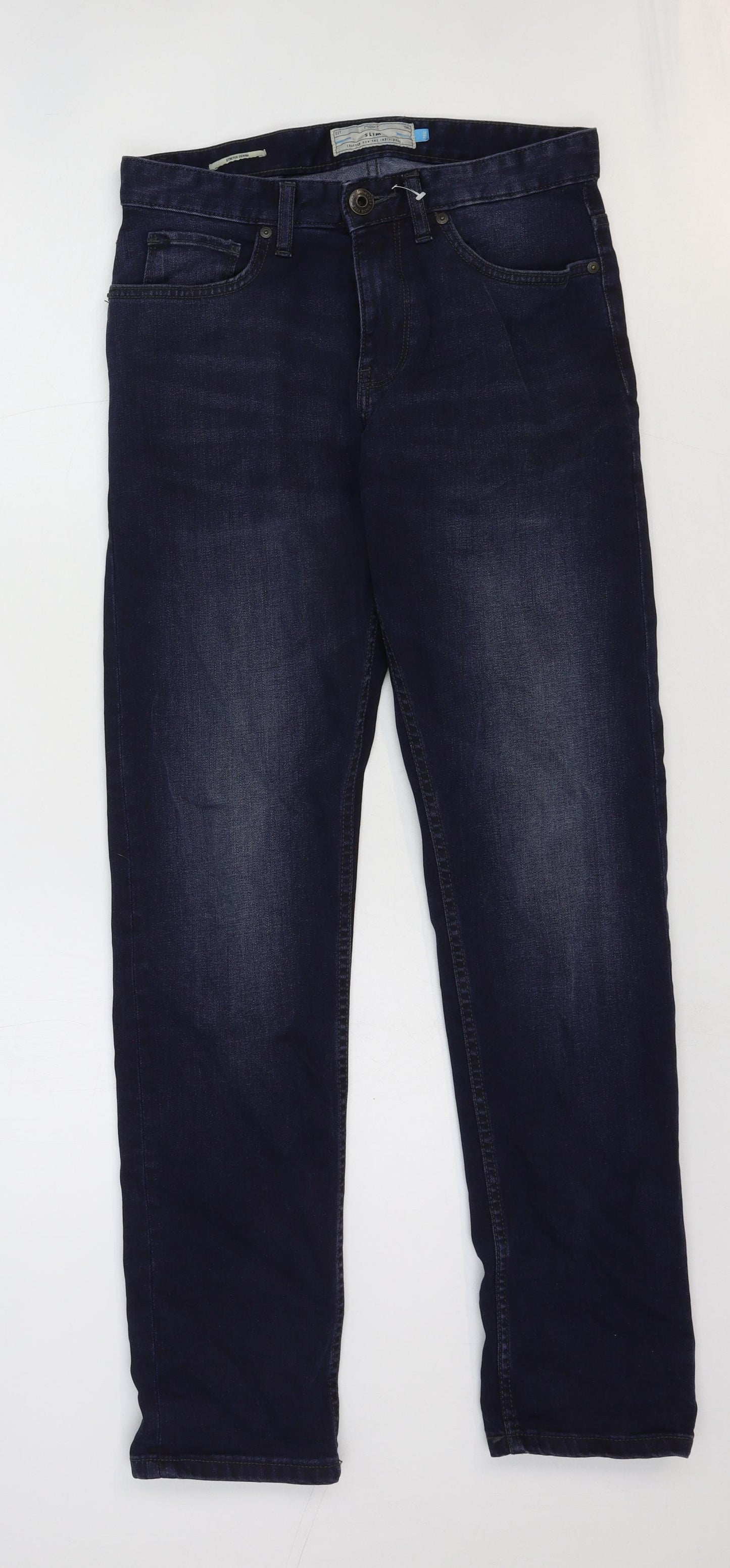 NEXT Mens Blue Cotton Straight Jeans Size 28 in Slim Zip