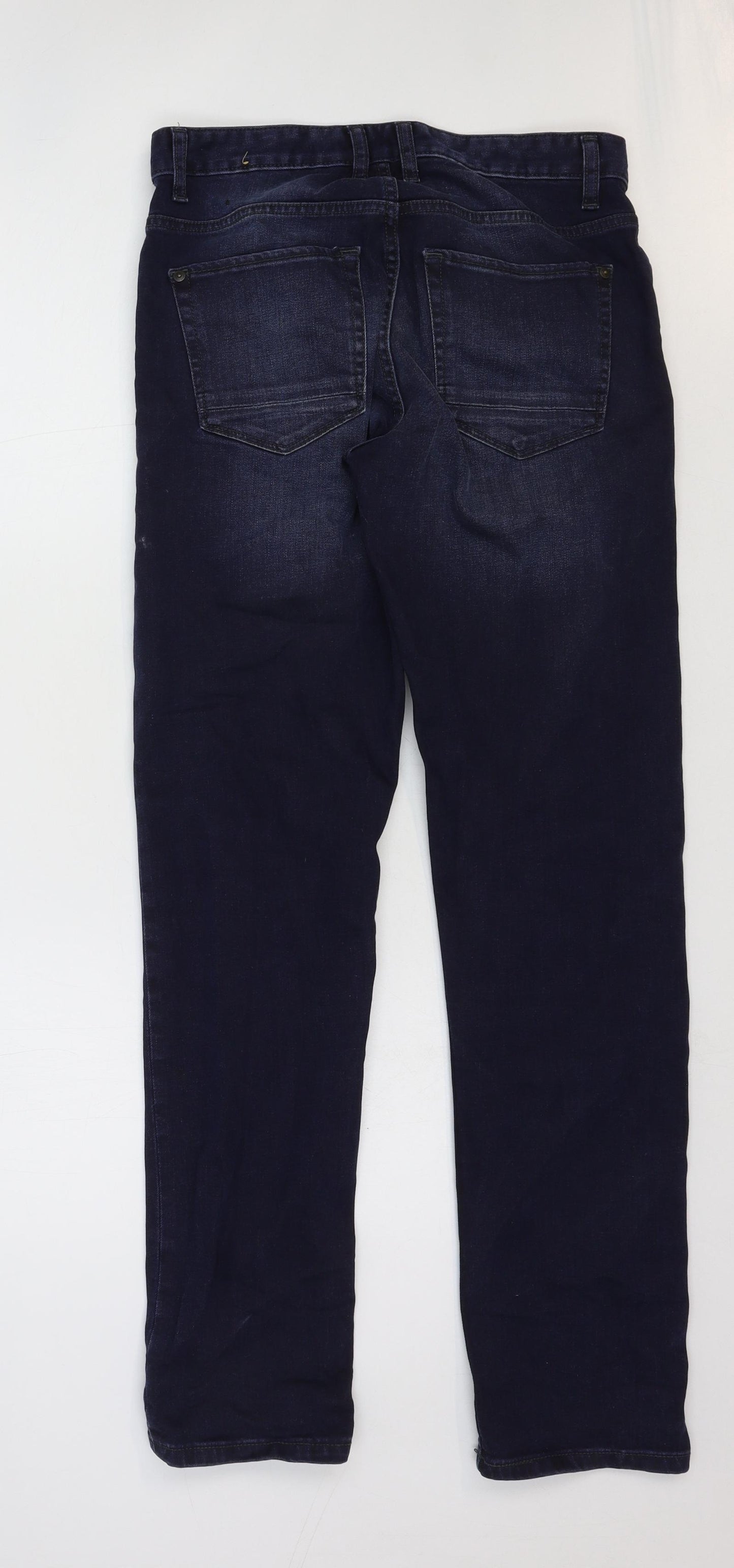 NEXT Mens Blue Cotton Straight Jeans Size 28 in Slim Zip