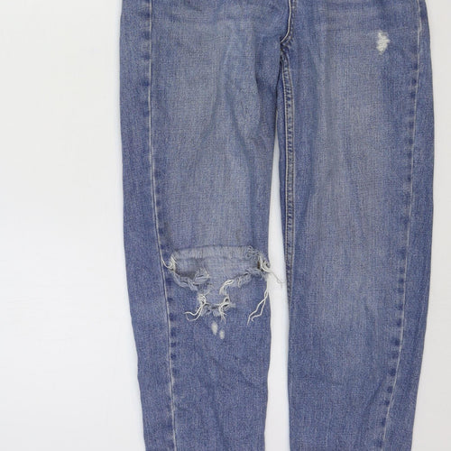 Topshop Womens Blue Cotton Straight Jeans Size 26 in Regular Zip