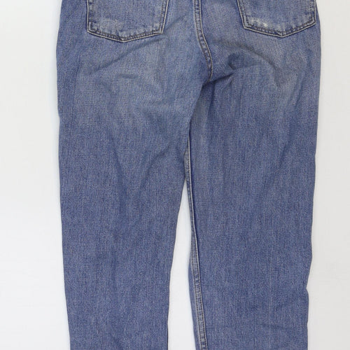 Topshop Womens Blue Cotton Straight Jeans Size 26 in Regular Zip