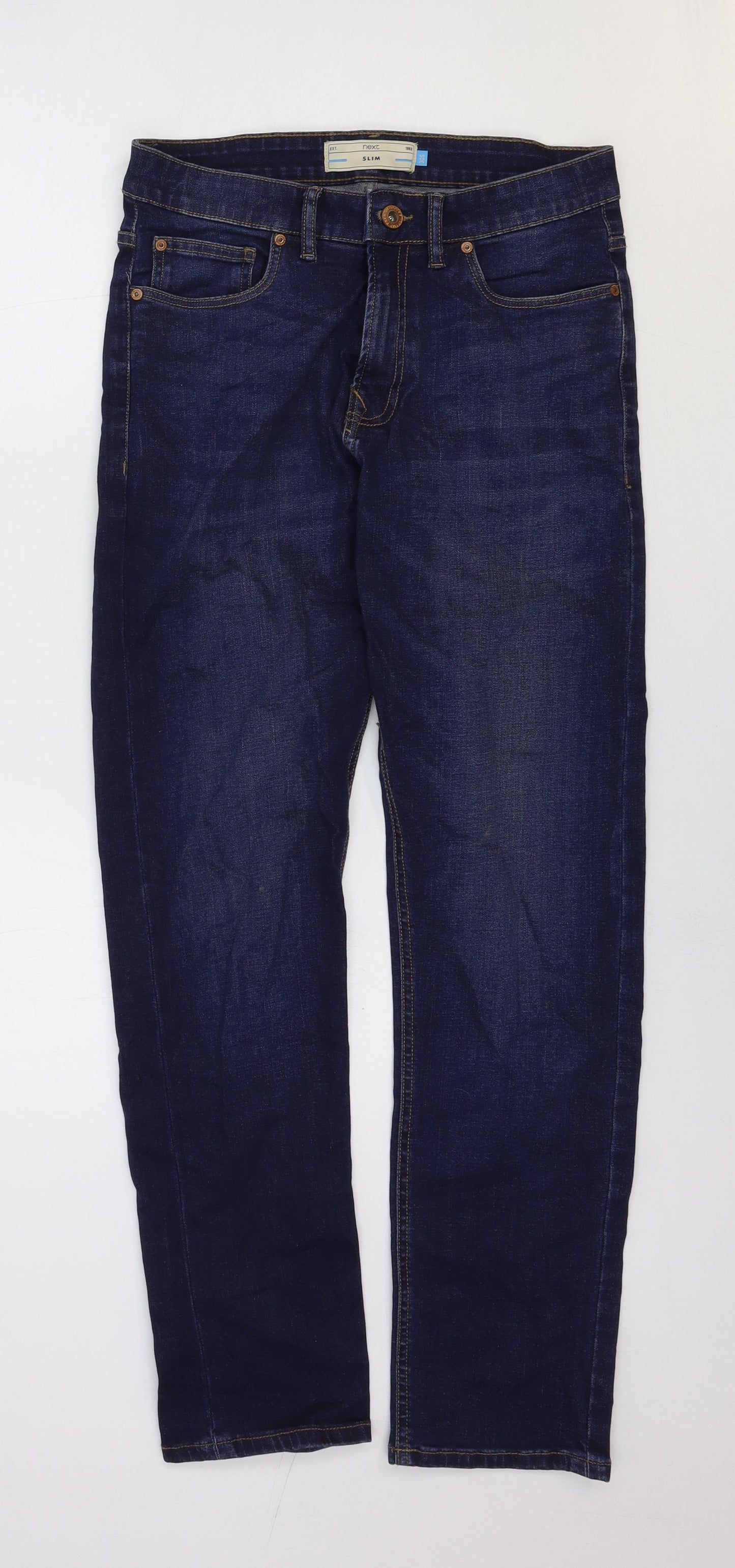 NEXT Mens Blue Cotton Straight Jeans Size 30 in Regular Zip