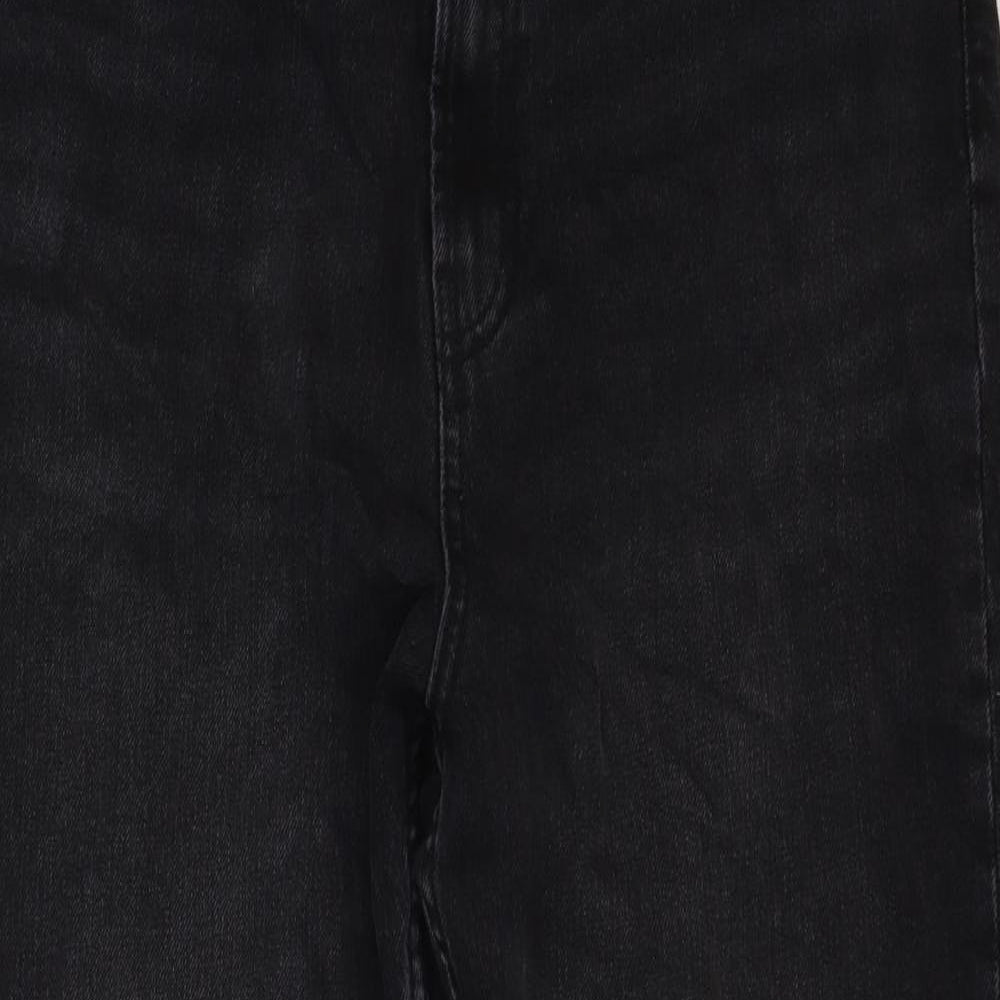 Zara Womens Black Cotton Straight Jeans Size 14 Regular Zip