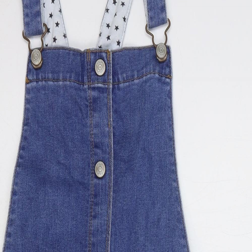 Boden Girls Blue Cotton Pinafore/Dungaree Dress Size 13-14 Years Square Neck Buckle