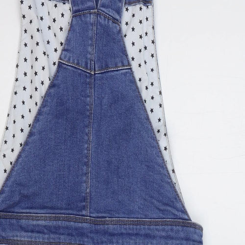 Boden Girls Blue Cotton Pinafore/Dungaree Dress Size 13-14 Years Square Neck Buckle