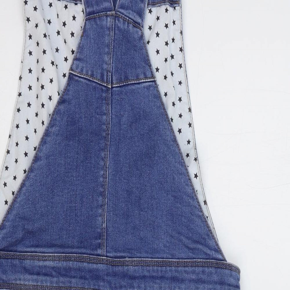 Boden Girls Blue Cotton Pinafore/Dungaree Dress Size 13-14 Years Square Neck Buckle