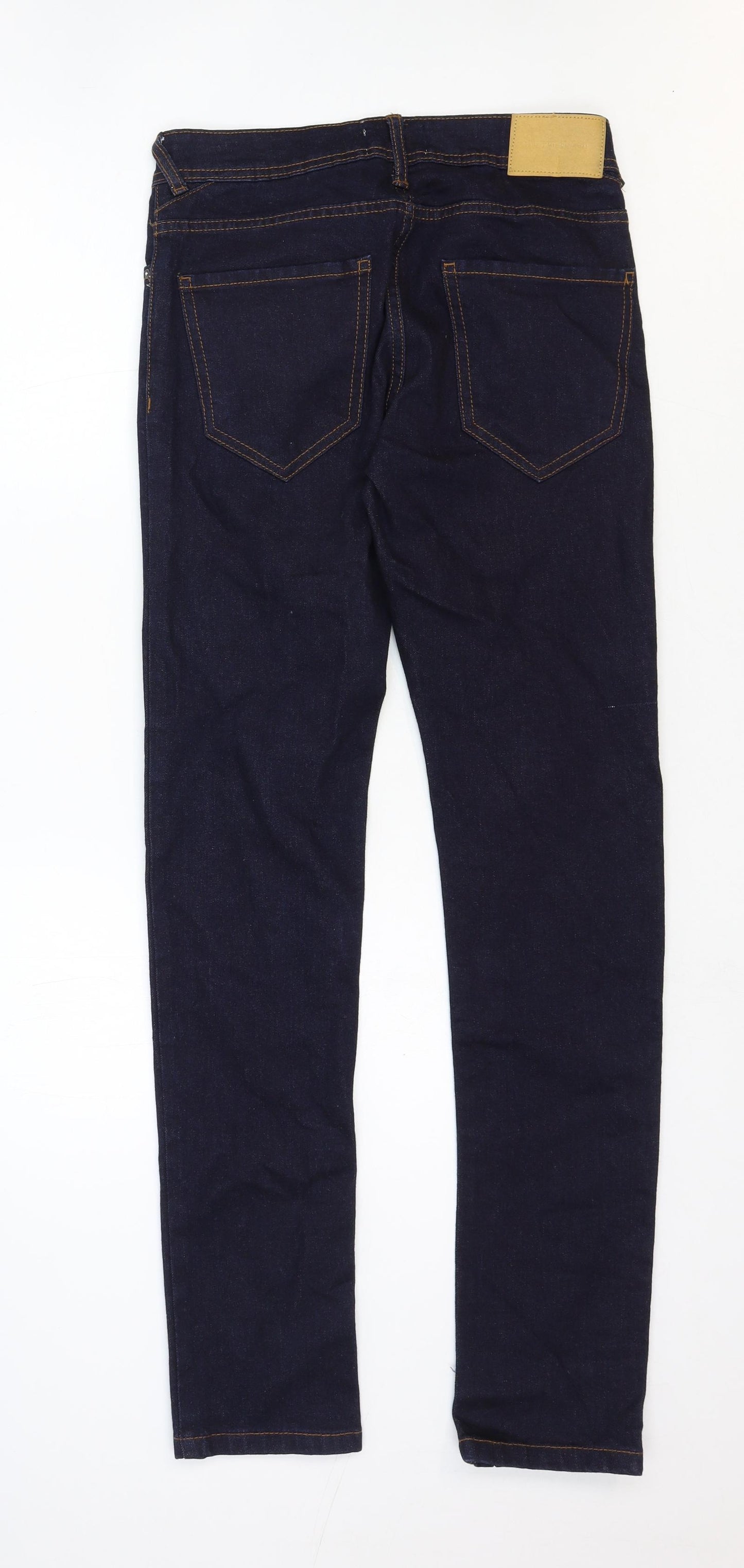 Bershka Womens Blue Cotton Straight Jeans Size 8 Regular Zip