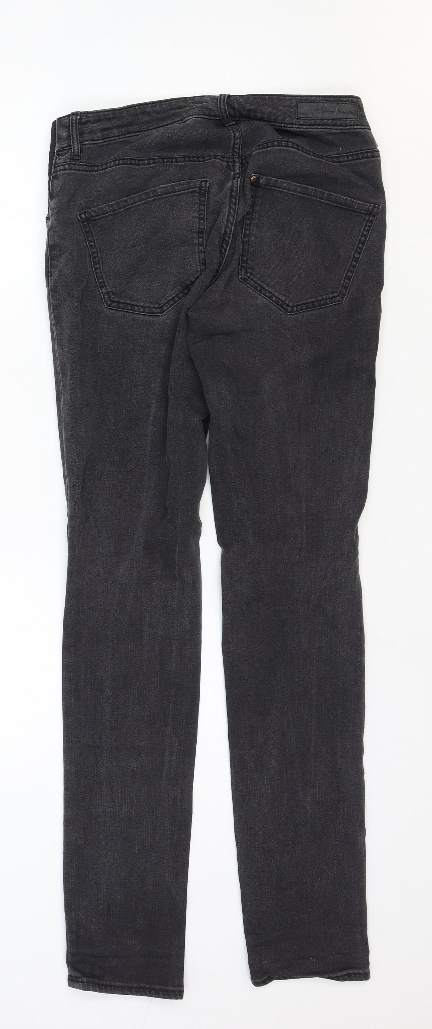 &Denim Womens Black Cotton Straight Jeans Size 10 Regular Zip