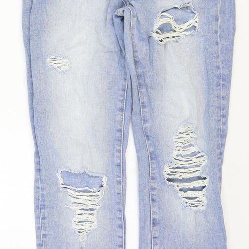 Miss Denim Womens Blue Cotton Straight Jeans Size 8 Regular Zip