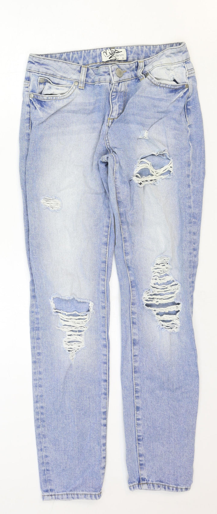Miss Denim Womens Blue Cotton Straight Jeans Size 8 Regular Zip