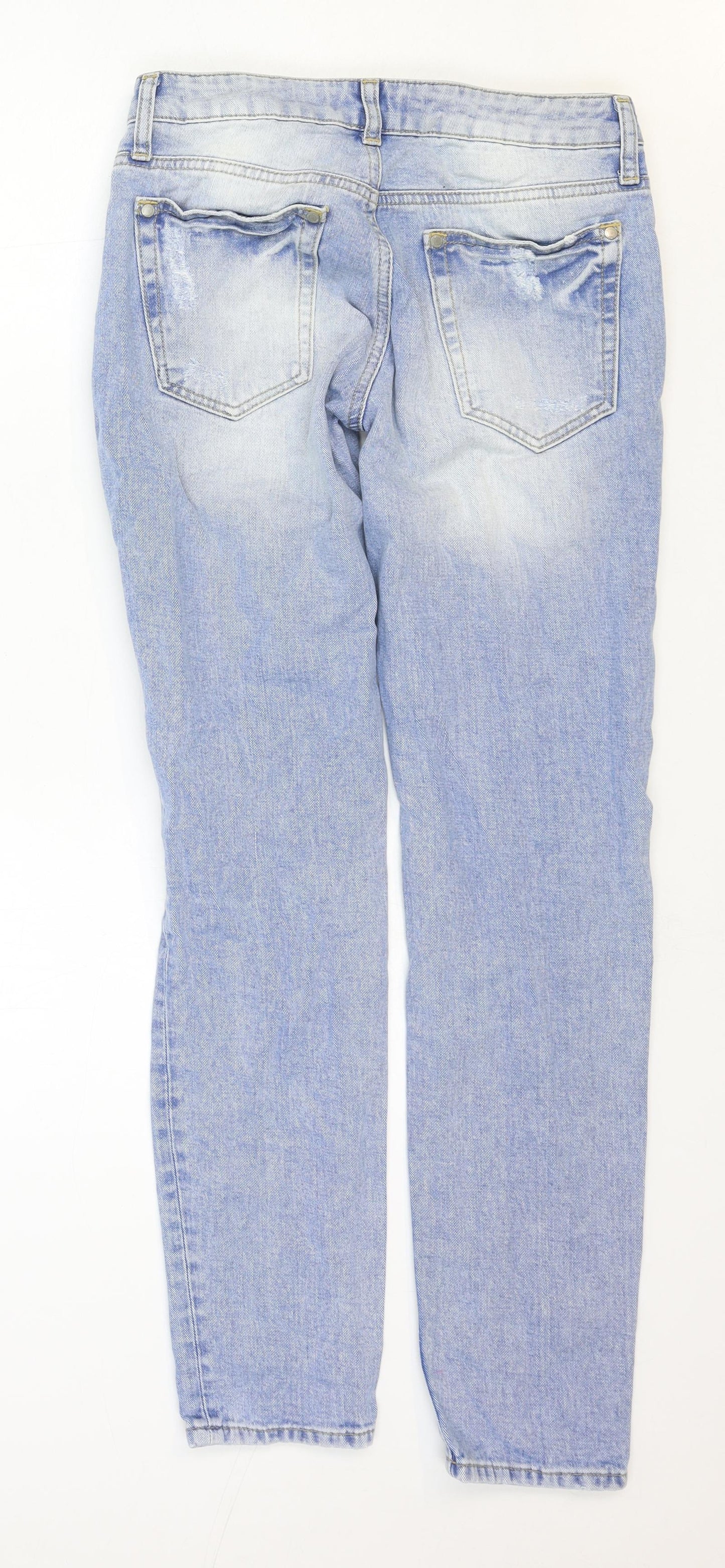 Miss Denim Womens Blue Cotton Straight Jeans Size 8 Regular Zip
