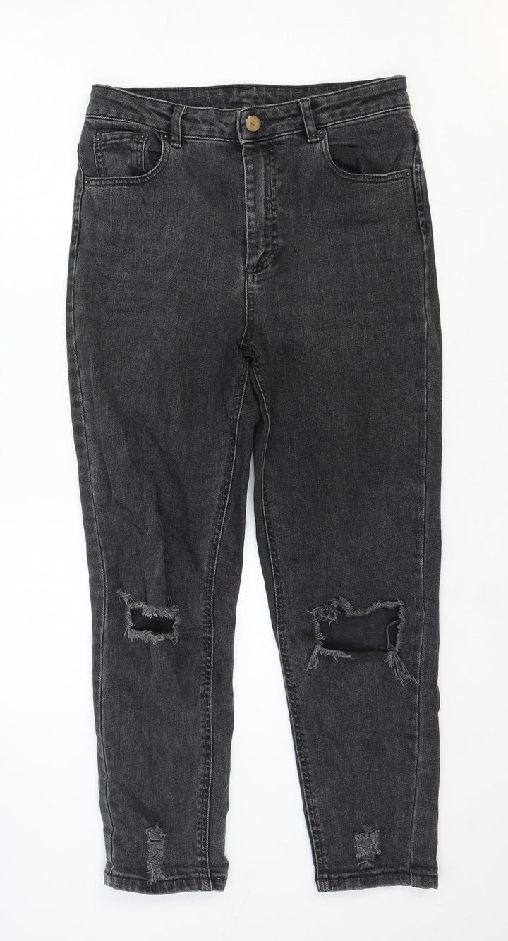 ASOS Womens Grey Cotton Straight Jeans Size 28 in Regular Zip