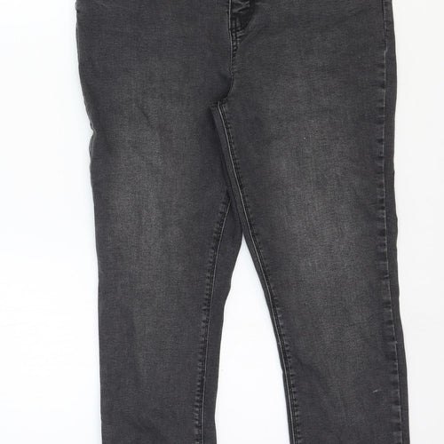Denim & Co. Womens Grey Cotton Skinny Jeans Size 14 Regular Zip