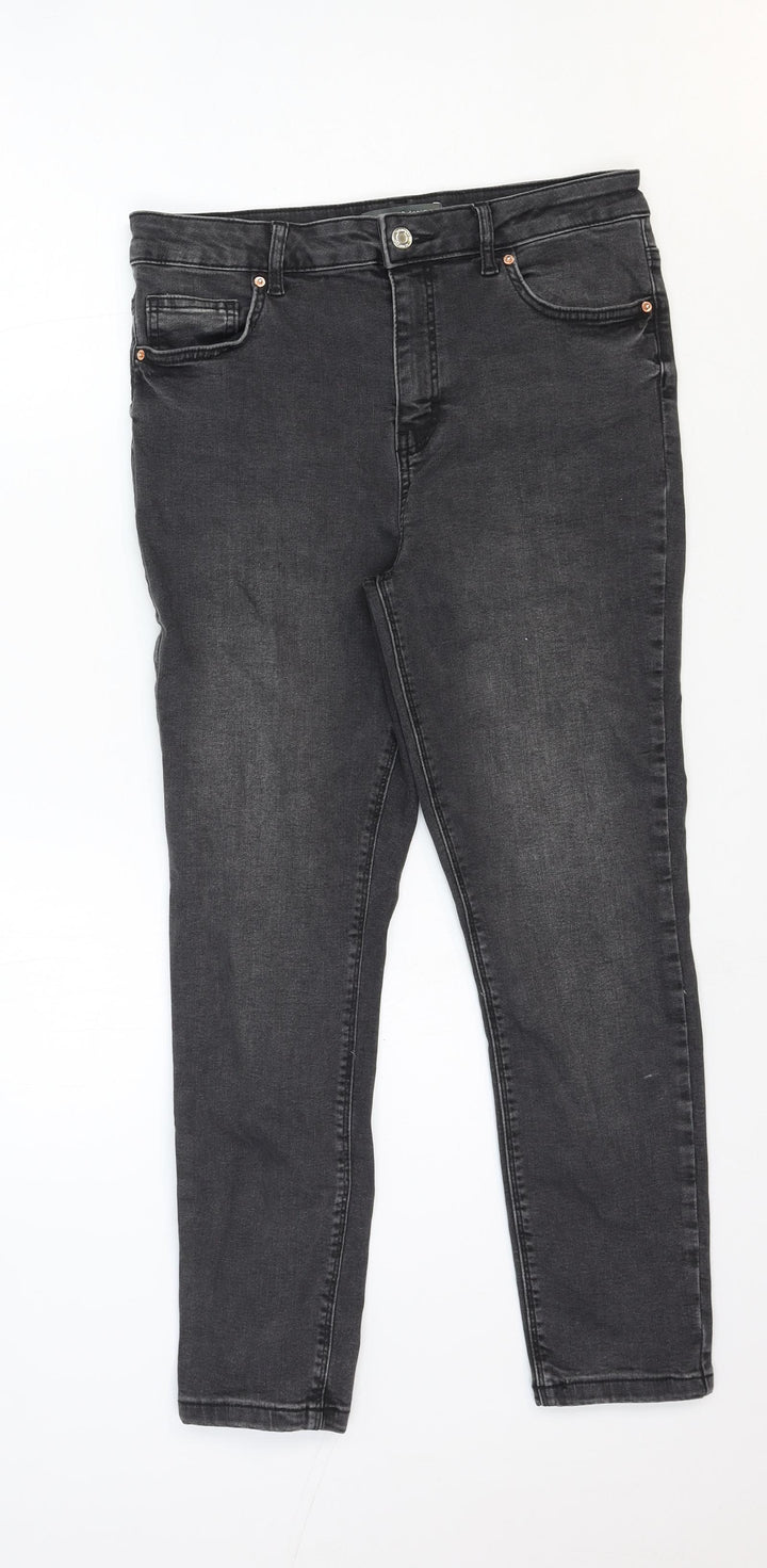 Denim & Co. Womens Grey Cotton Skinny Jeans Size 14 Regular Zip