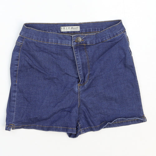 Denim & Co. Womens Blue Camel Mom Shorts Size 10 Regular Zip