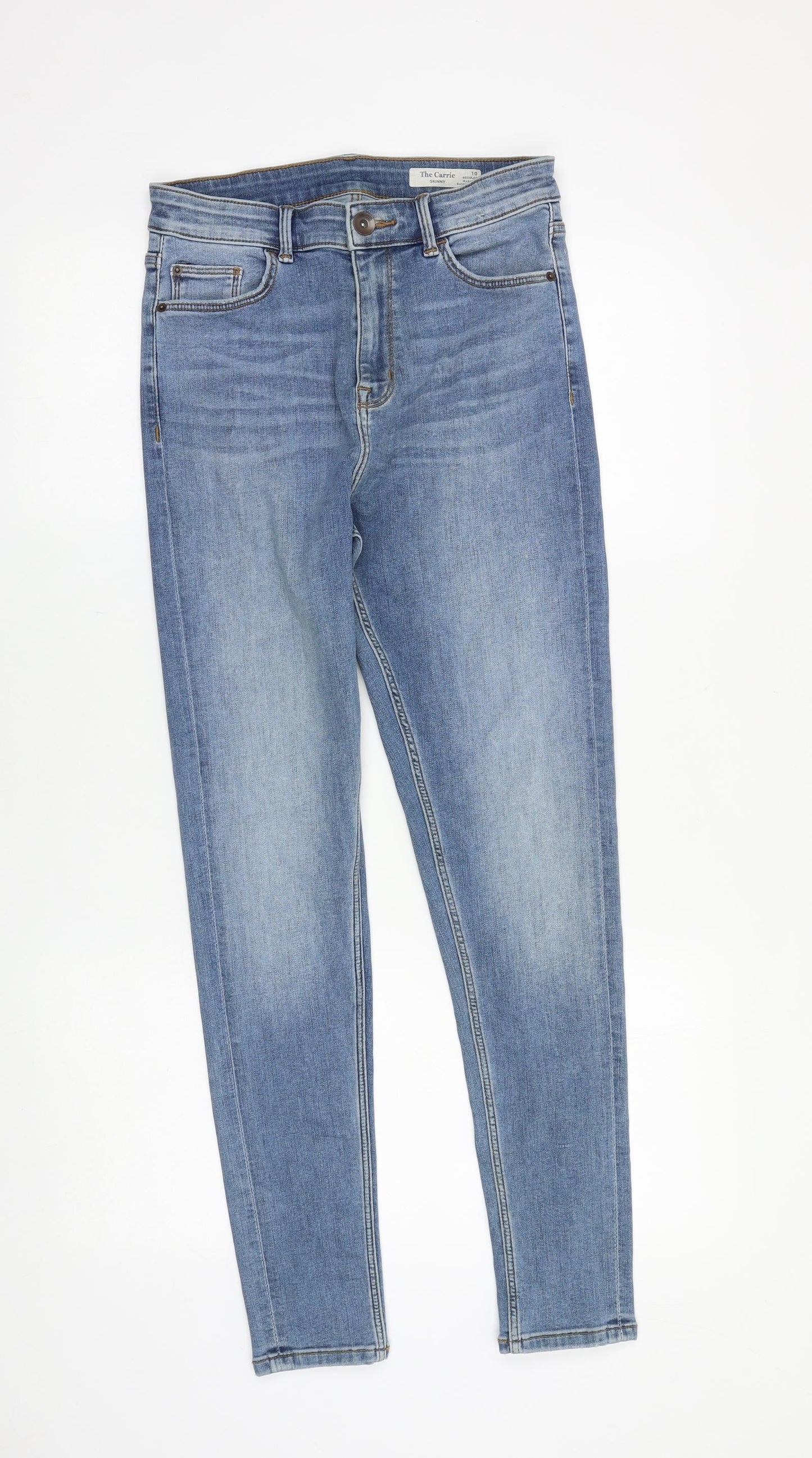 Marks and Spencer Womens Blue Cotton Skinny Jeans Size 10 L28 in Slim Zip