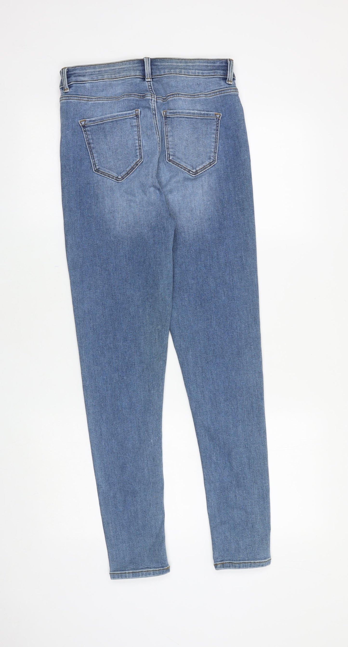 Marks and Spencer Womens Blue Cotton Skinny Jeans Size 10 L28 in Slim Zip
