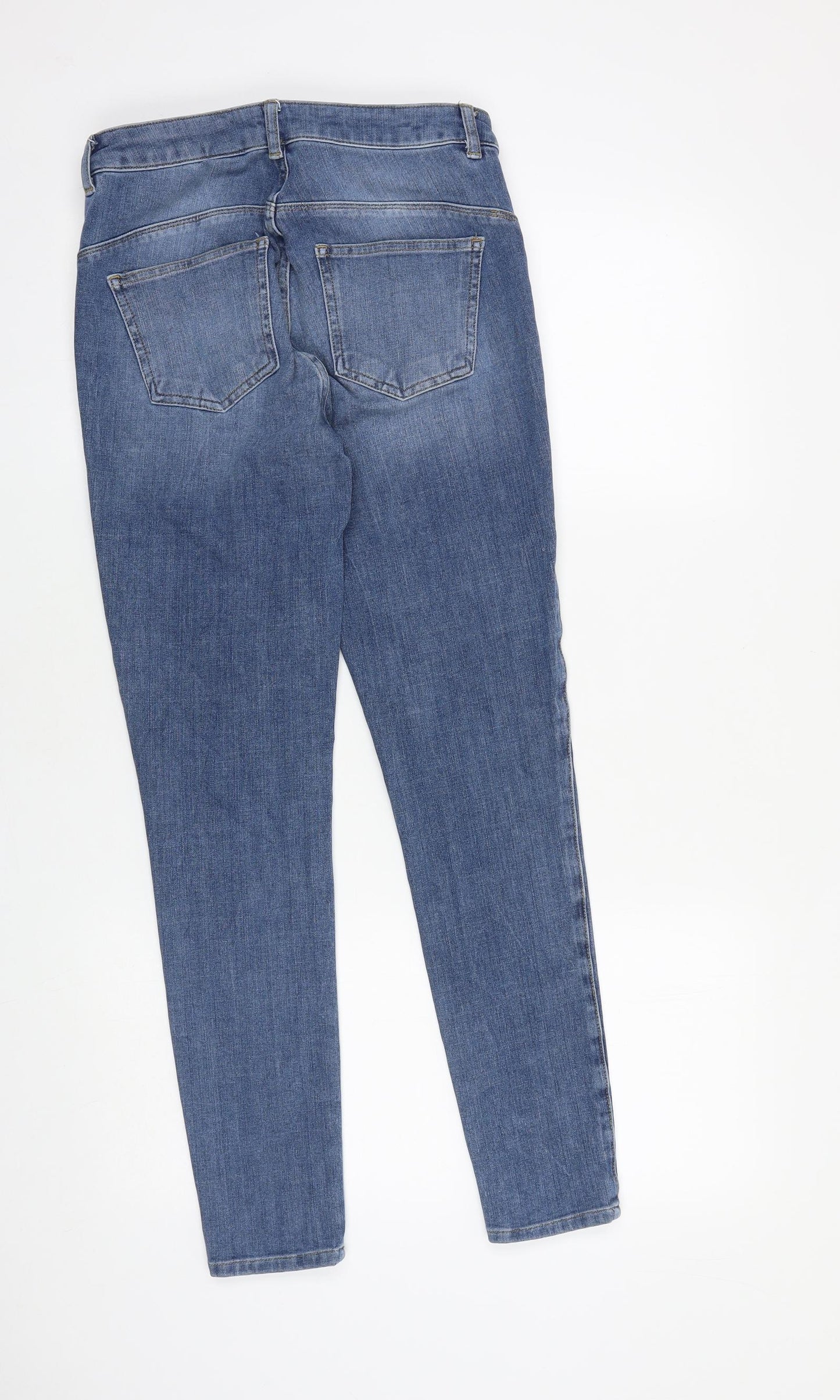 NEXT Womens Blue Cotton Skinny Jeans Size 10 L28 in Slim Zip